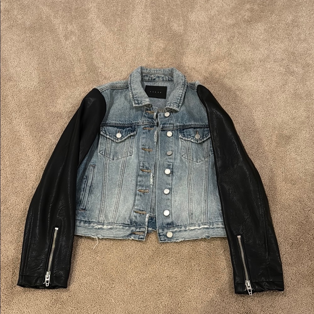 Denim and Black Leather Jacket